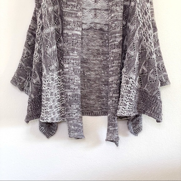 Anthropologie Moth Lavena Pointelle Draped Open Front Cardigan Sweater Vest Grey - Picture 6 of 16